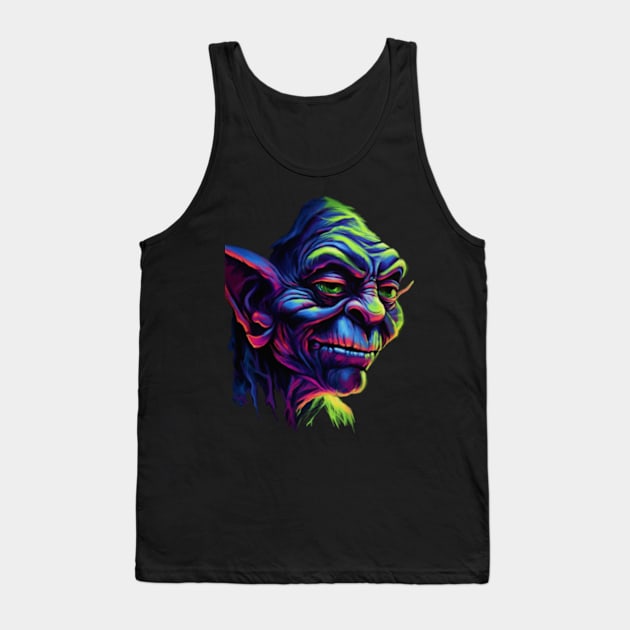 Retro Neon Goblin T-Shirt | Vintage 80s Fantasy Graphic Design | Glowing Goblin Tank Top by WyldbyDesign